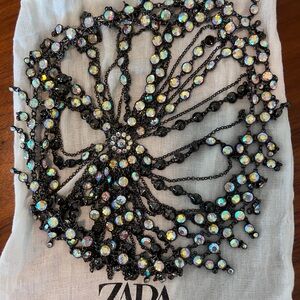 Zara Black and Iridescent Jewel Cap Headpiece